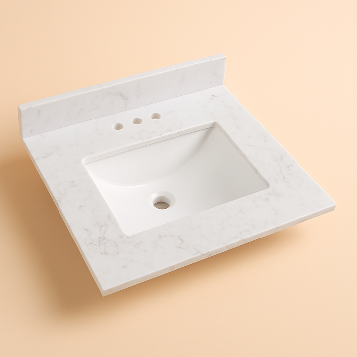 Home Decorators Collection 25 in. Stone Effect Vanity Top in Mineral Gray with White Sink
