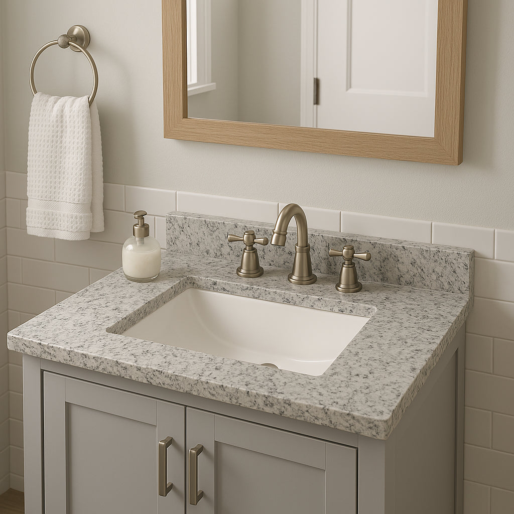 Home Decorators Collection 37-inch Stone Effects Vanity Top in Dune with White Sink