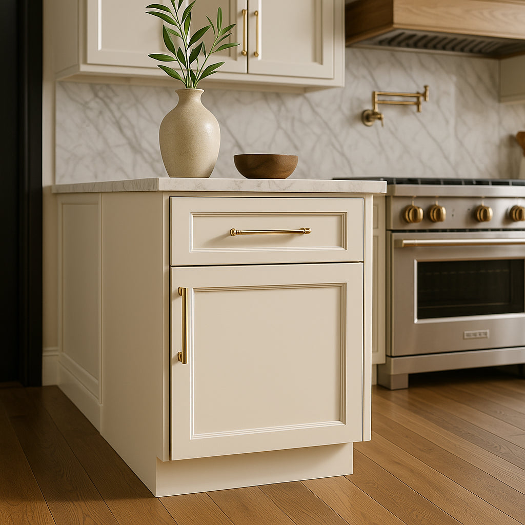 Home Decorators Collection Newport 30 in. W x 24 in. D x 34.5 in. H Assembled Plywood Base Kitchen Cabinet in Blended Cream with Soft Close