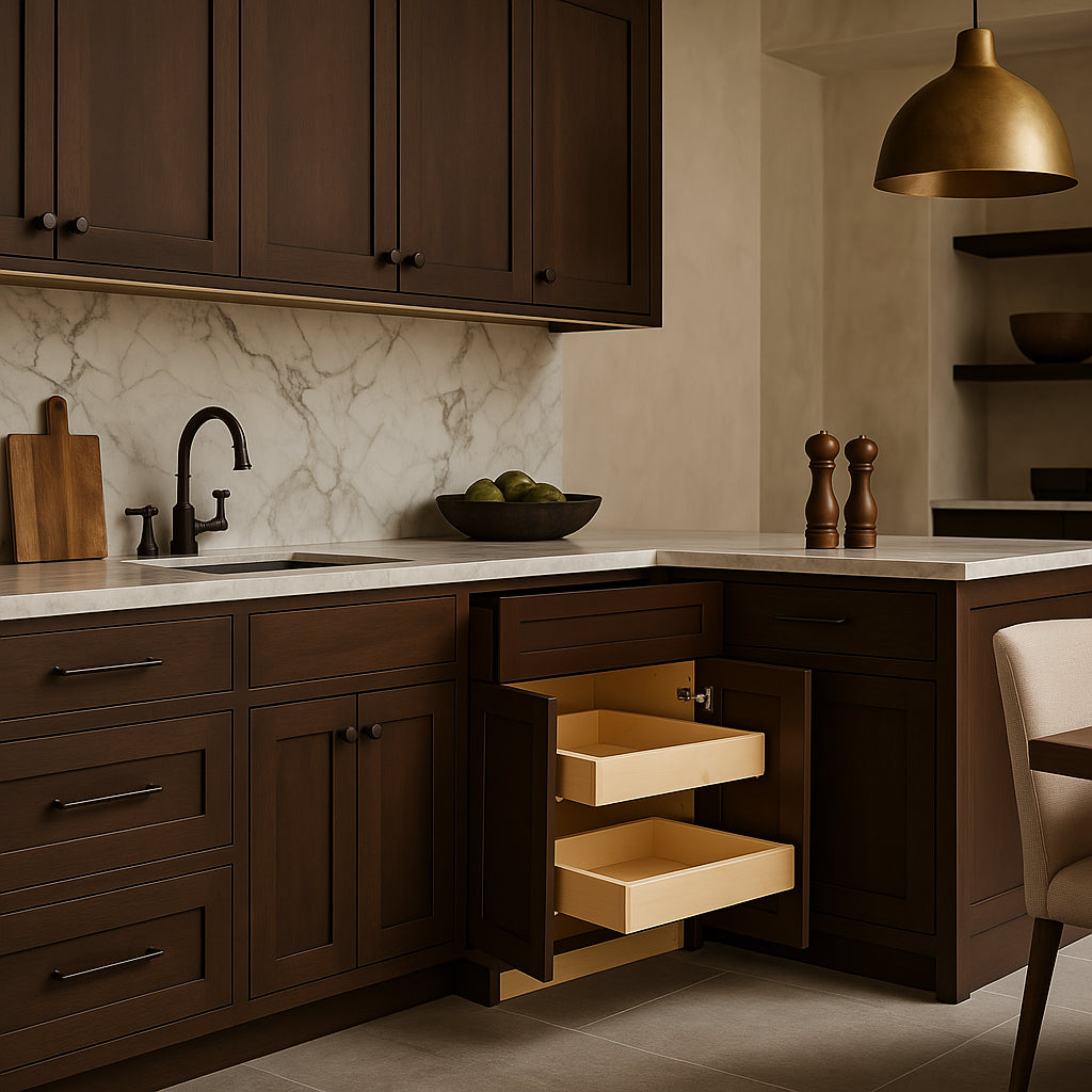 Home Decorators Collection Newport 24 in. W x 24 in. D x 34.5 in. H Assembled Plywood Base Kitchen Cabinet in Manganite with Soft Close