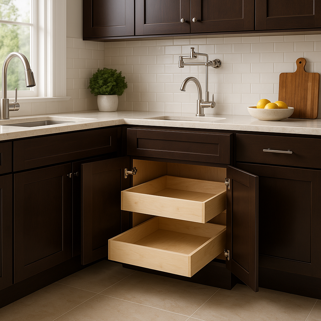 Home Decorators Collection Newport 24 in. W x 24 in. D x 34.5 in. H Assembled Plywood Base Kitchen Cabinet in Manganite with Soft Close