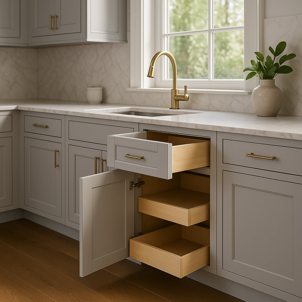 Home Decorators Collection Veiled Gray Shaker Base Kitchen Cabinet
