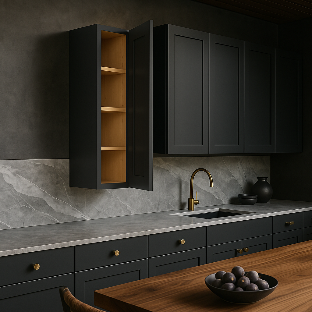 Home Decorators Collection Grayson 12 in. W x 12 in. D x 36 in. H Assembled Plywood Wall Kitchen Cabinet in Deep Onyx with Soft Close