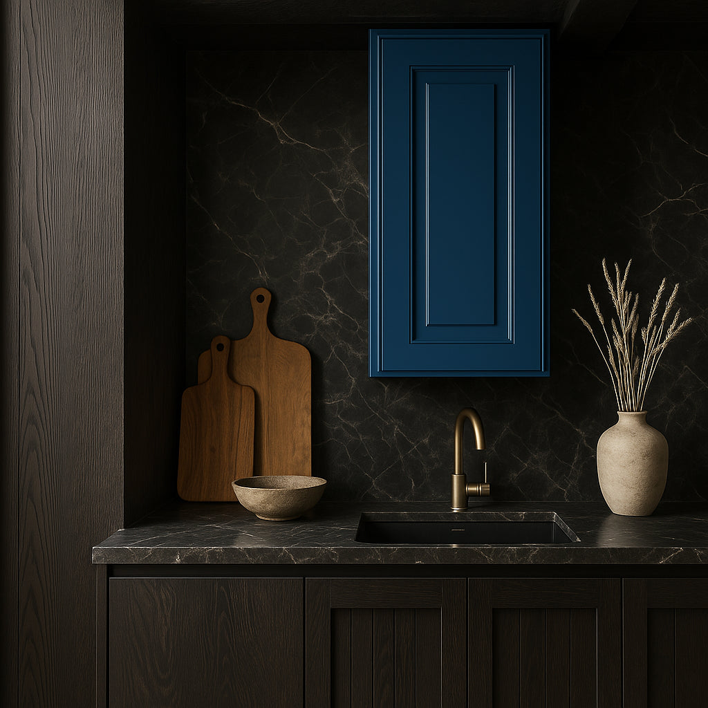 Home Decorators Collection Grayson Mythic Blue Plywood Wall Kitchen Cabinet