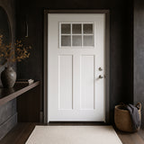 Masonite 36 x 80 in. Craftsman 6 Lite Left Hand Inswing Primed Smooth Fiberglass Prehung Front Door, No Brickmold