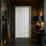 Masonite 6-Panel Primed Smooth Fiberglass Prehung Front Door, Left-Hand Inswing, 30 in. x 80 in.