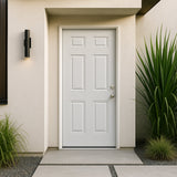 Masonite Utility 6-Panel Primed Steel Prehung Exterior Door, No Brickmold, Left-Hand Inswing, 32 in. x 80 in.