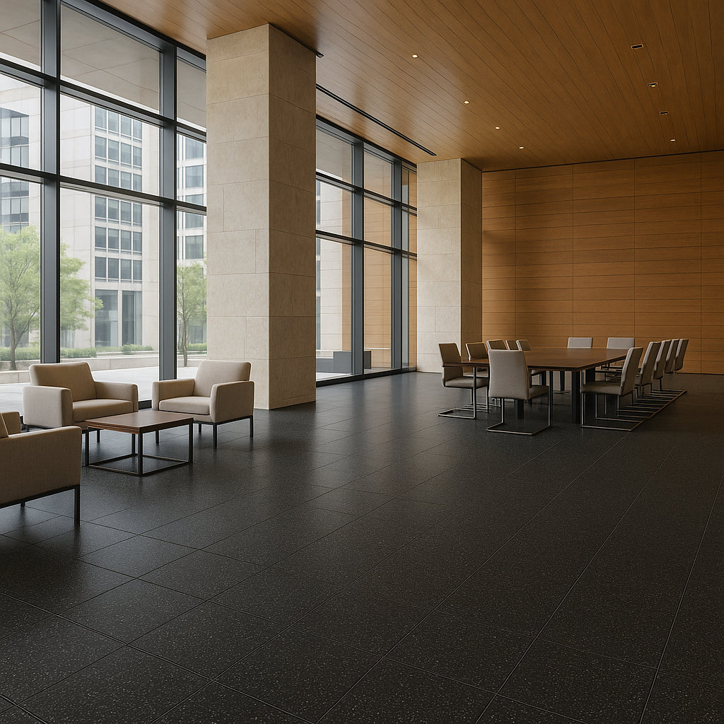 Armstrong Flooring Safety Zone VCT Slate Black 12-in x 12-in Commercial Vinyl Tile Flooring
