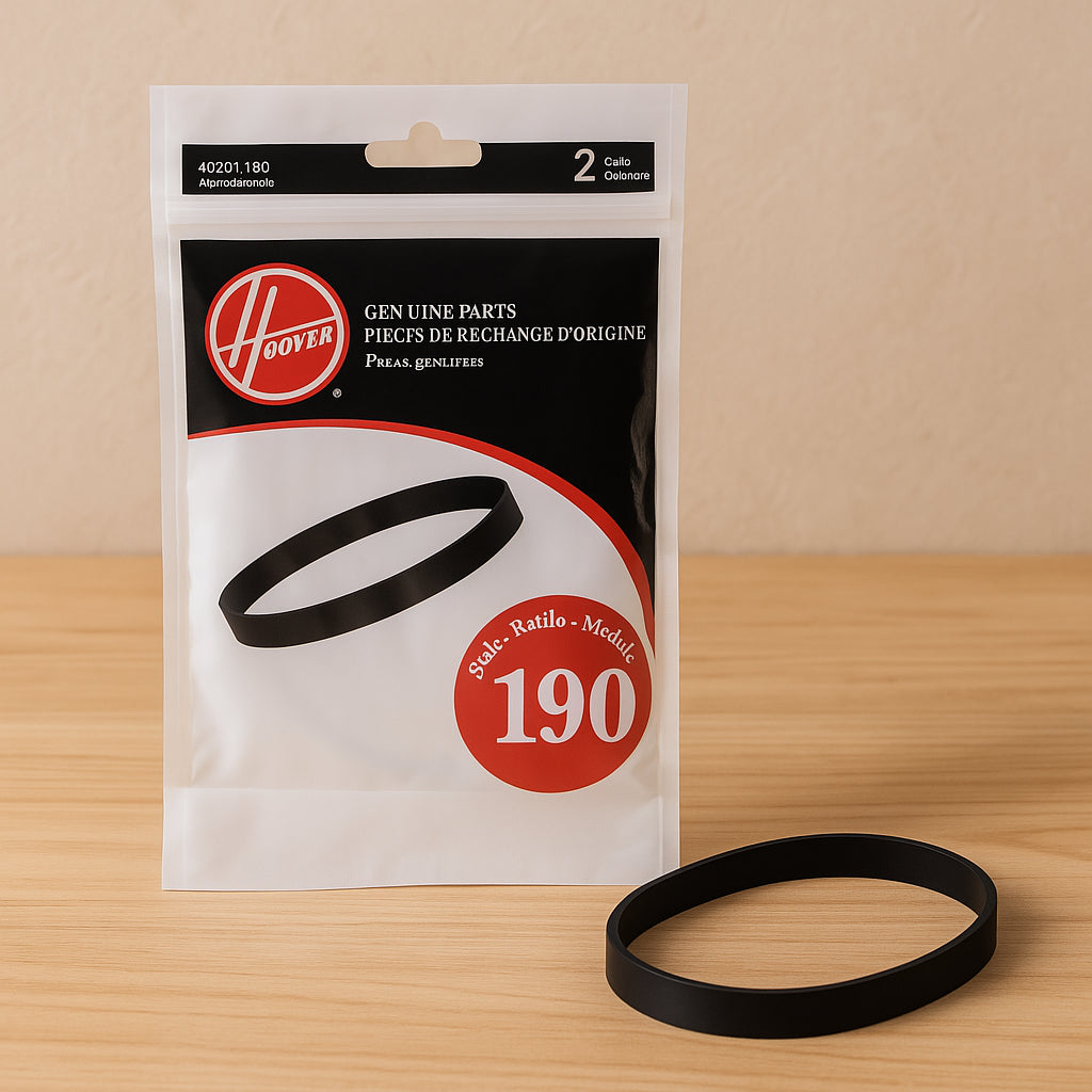 HOOVER Type 190 Agitator Belts (2-Pack) for Upright Vacuum Cleaners - Genuine V-Belt Replacement