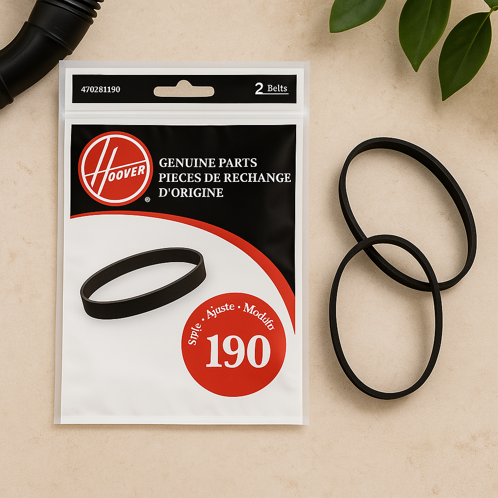 HOOVER Type 190 Agitator Belts (2-Pack) for Upright Vacuum Cleaners - Genuine V-Belt Replacement