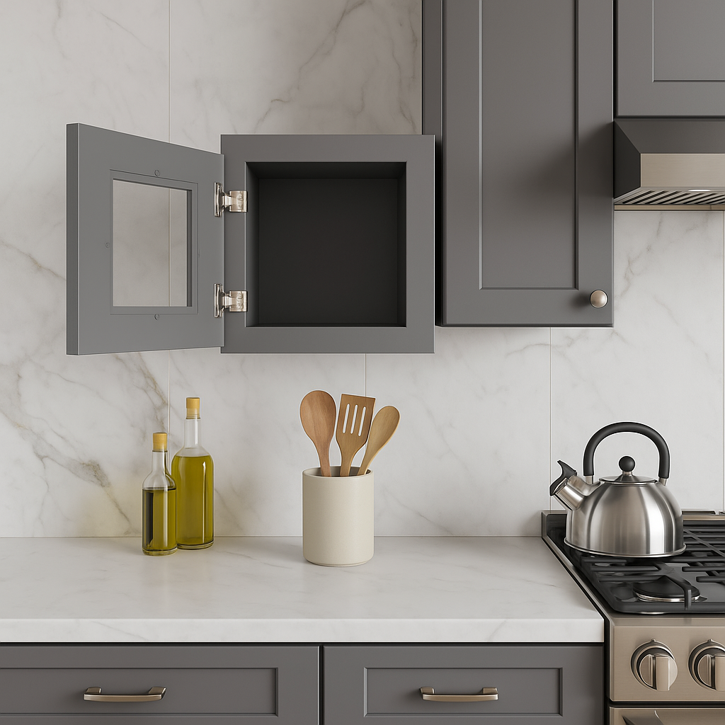 HOMEIBRO 12 in. W x 12 in. D x 12 in. H Shaker Gray Plywood Wall Kitchen Cabinet with 1-Door