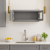 HOMEIBRO 36 in. W x 12 in. D x 12 in. H Shaker Gray Plywood Wall Kitchen Cabinet with 2 Doors