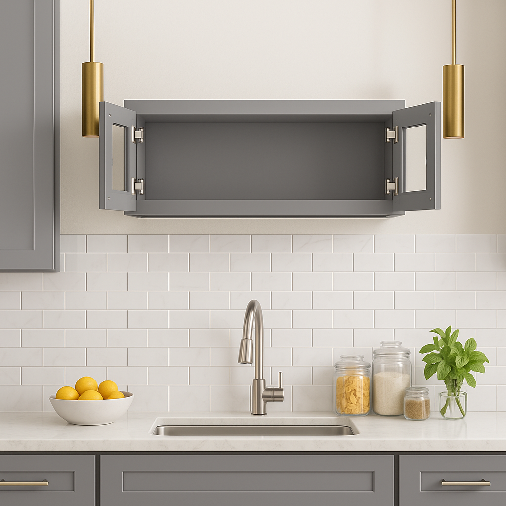 HOMEIBRO 36 in. W x 12 in. D x 12 in. H Shaker Gray Plywood Wall Kitchen Cabinet with 2 Doors