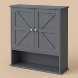 kleankin Gray Farmhouse Bathroom Wall Cabinet with Adjustable Shelf