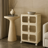 Adrinfly 19.69" Wide 3-Tier Folding Storage Cabinet with Wheels and Magnetic Door