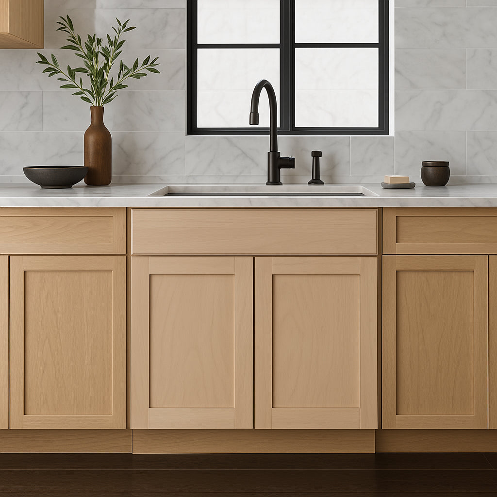 Hampton Bay 30 in. W x 24 in. D x 34.5 in. H Ready-to-Assemble Sink Base Kitchen Cabinet, Unfinished with CLICKREADY Technology