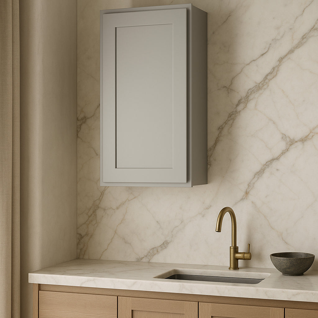 Hampton Bay Avondale 15 in. W x 12 in. D x 30 in. H Ready to Assemble Plywood Shaker Wall Kitchen Cabinet in Dove Gray