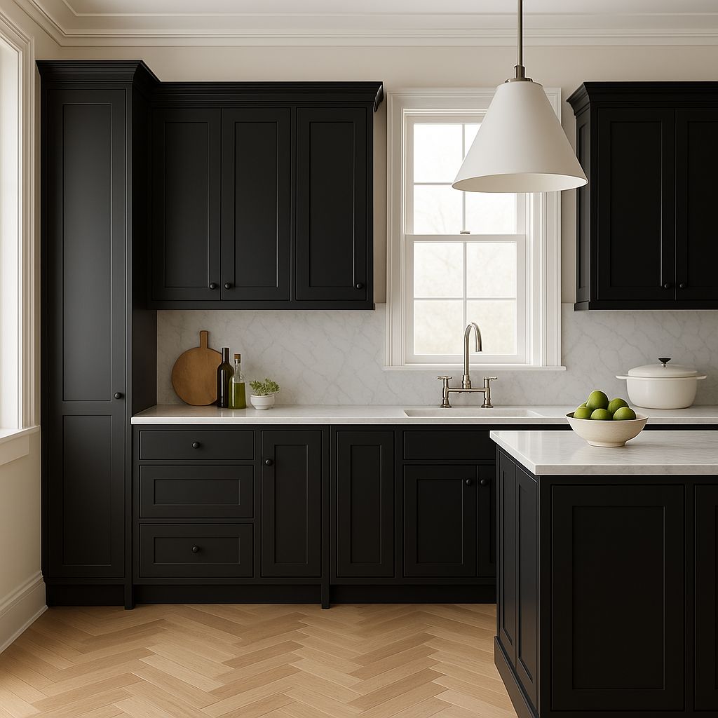 Hampton Bay Avondale Shaker Base Kitchen Cabinet, 9 in. W x 24 in. D x 34.5 in. H, Raven Black