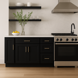 Hampton Bay Avondale Shaker Base Kitchen Cabinet, 9 in. W x 24 in. D x 34.5 in. H, Raven Black