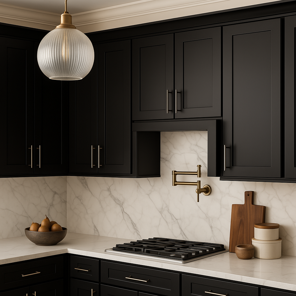 Hampton Bay Avondale 18 in. Shaker Wall Kitchen Cabinet in Raven Black