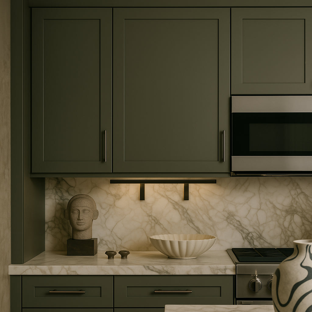 Hampton Bay Avondale 18 in. W x 12 in. D x 36 in. H Ready to Assemble Plywood Shaker Wall Kitchen Cabinet in Fern Green