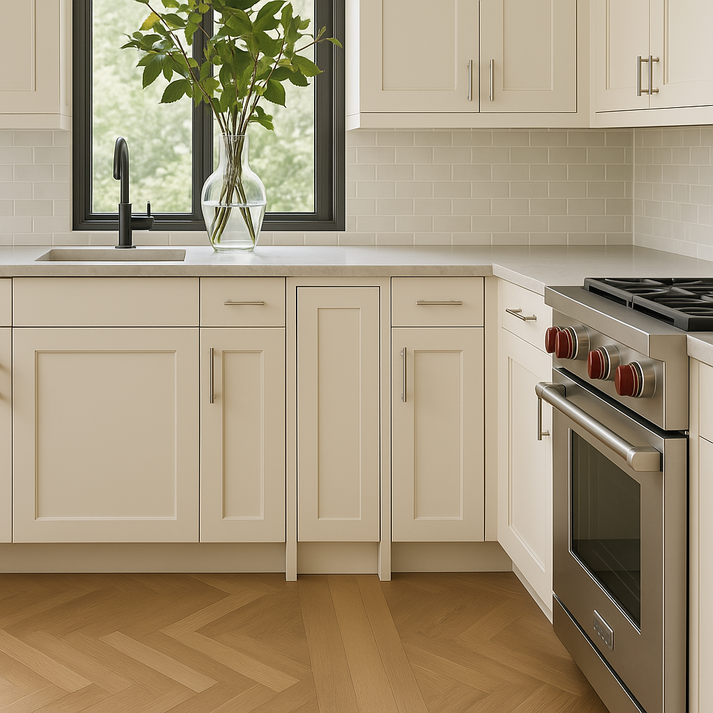 Hampton Bay Avondale Shaker Base Kitchen Cabinet, 9 in. W x 24 in. D x 34.5 in. H, Antique White