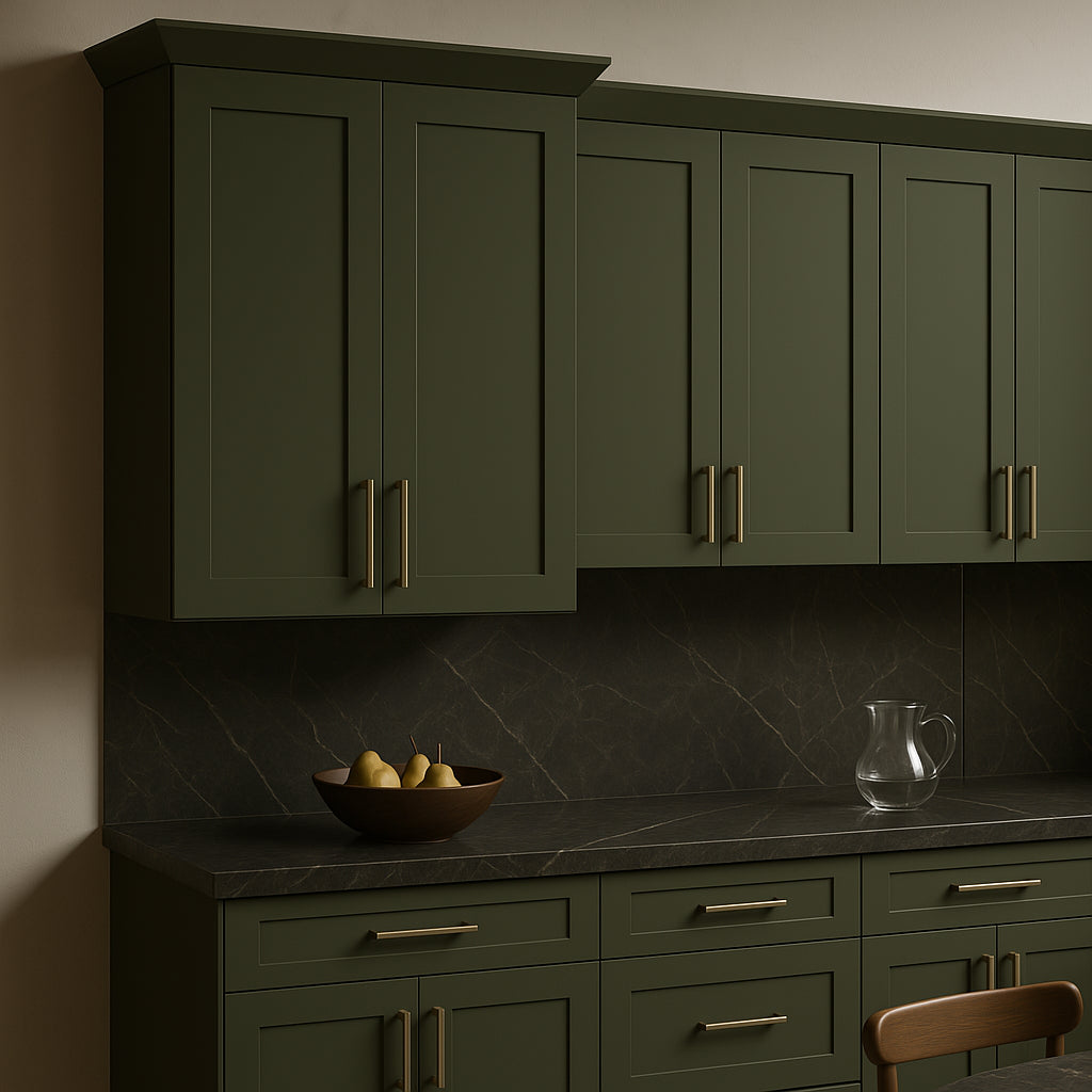 Hampton Bay Avondale 27 in. W x 12 in. D x 36 in. H Ready to Assemble Plywood Shaker Wall Kitchen Cabinet in Fern Green