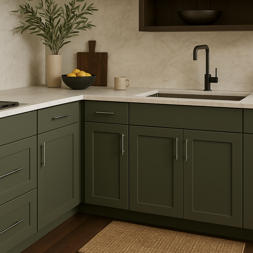 Hampton Bay Avondale 18-inch Fern Green Shaker Base Kitchen Cabinet