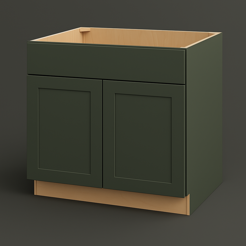 Hampton Bay Avondale 36 in. Shaker Sink Base Kitchen Cabinet - Fern Green