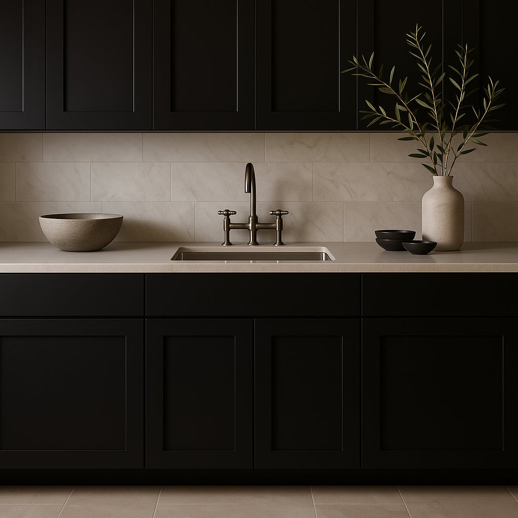 Hampton Bay Avondale 30 in. Shaker Sink Base Cabinet in Raven Black