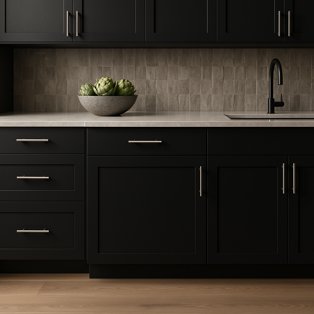 Hampton Bay Avondale Raven Black Shaker Base Kitchen Cabinet - 21 in. W x 24 in. D x 34.5 in. H
