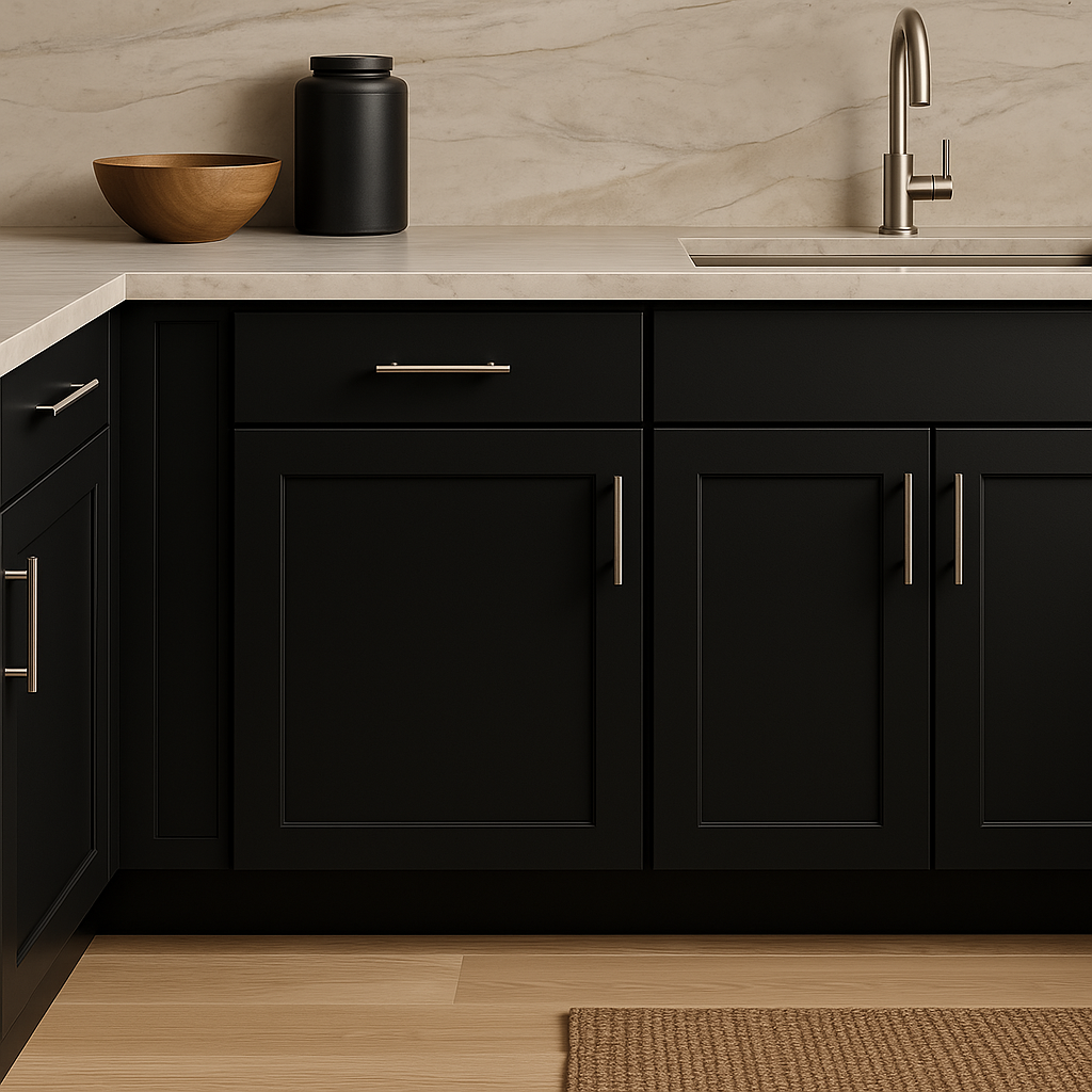 Hampton Bay Avondale Raven Black Shaker Base Kitchen Cabinet - 21 in. W x 24 in. D x 34.5 in. H