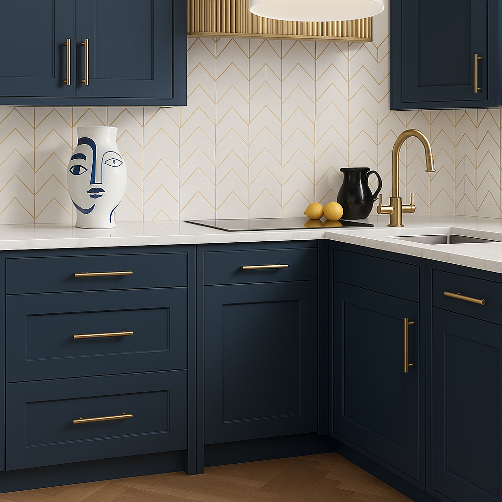 Hampton Bay Avondale Ready to Assemble Plywood Shaker Base Kitchen Cabinet in Ink Blue