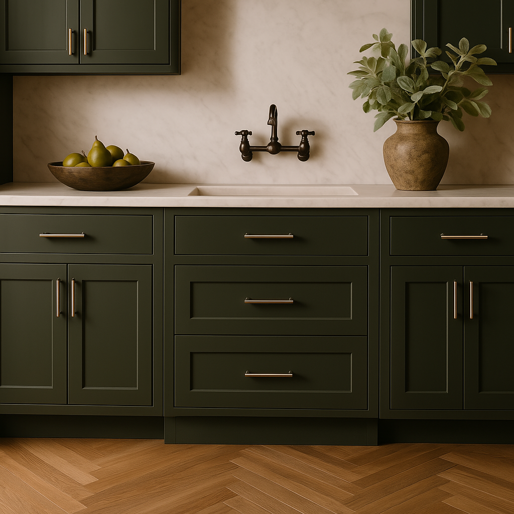 Hampton Bay Avondale 24" Shaker Drawer Base Cabinet in Fern Green