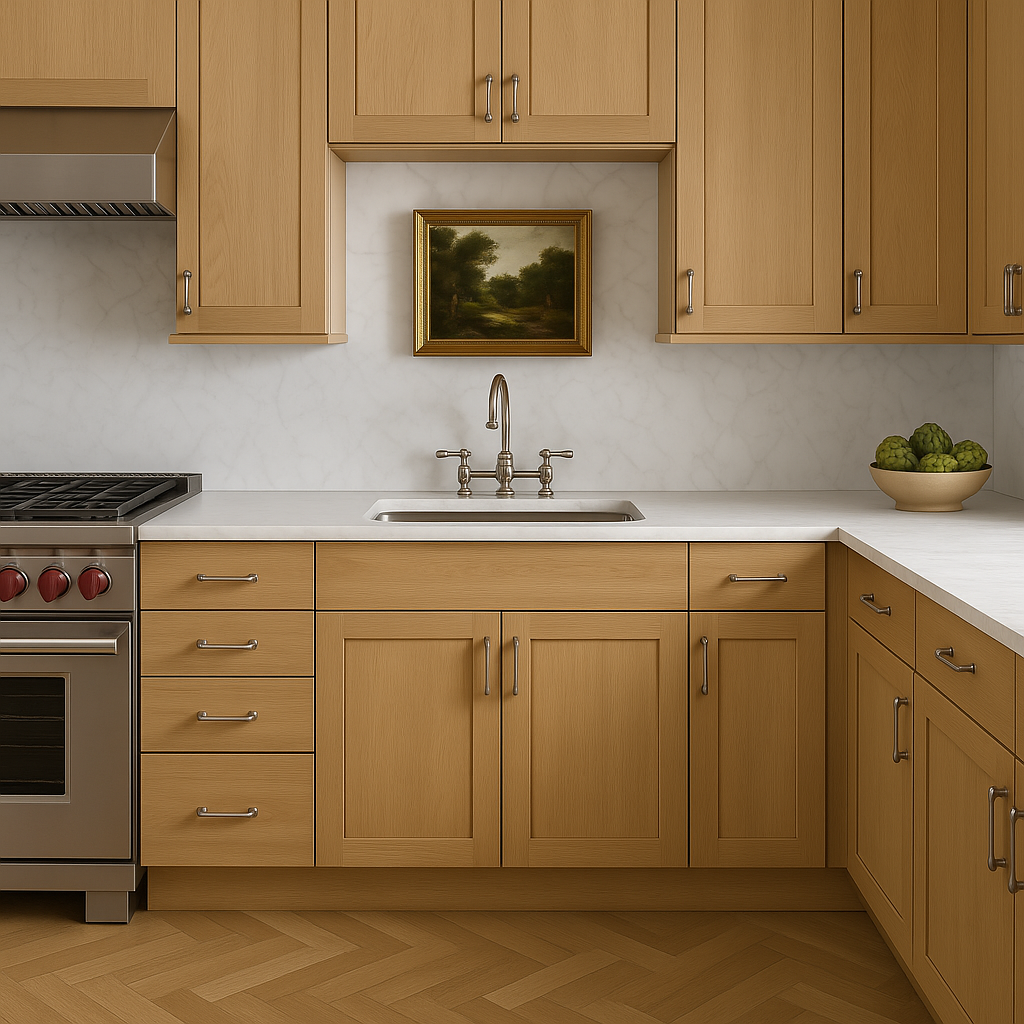 Hampton Bay Avondale 36" Shaker Base Kitchen Cabinet in White Oak
