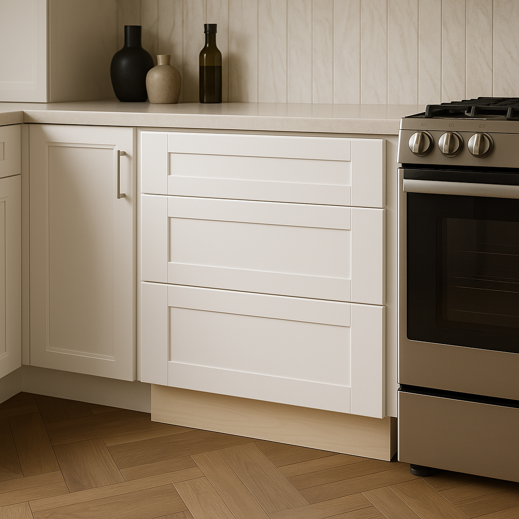 MILL'S PRIDE Richmond Verona White Shaker Drawer Base Cabinet - 24 in W x 24 in D x 34.5 in H