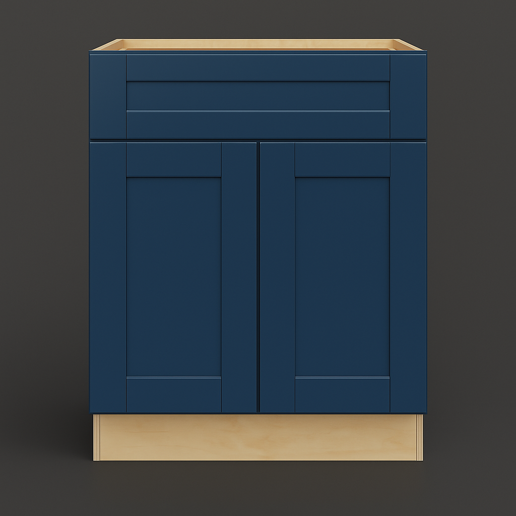 MILL'S PRIDE Valencia Blue Shaker Base Kitchen Cabinet - 30 in W x 24 in D x 34.5 in H