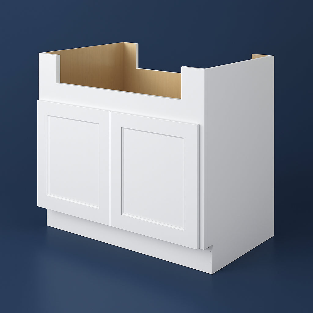 HOMEIBRO White Painted Shaker Style Farm Sink Base Cabinet, 36 in. W x 34.5 in. H x 24 in. D