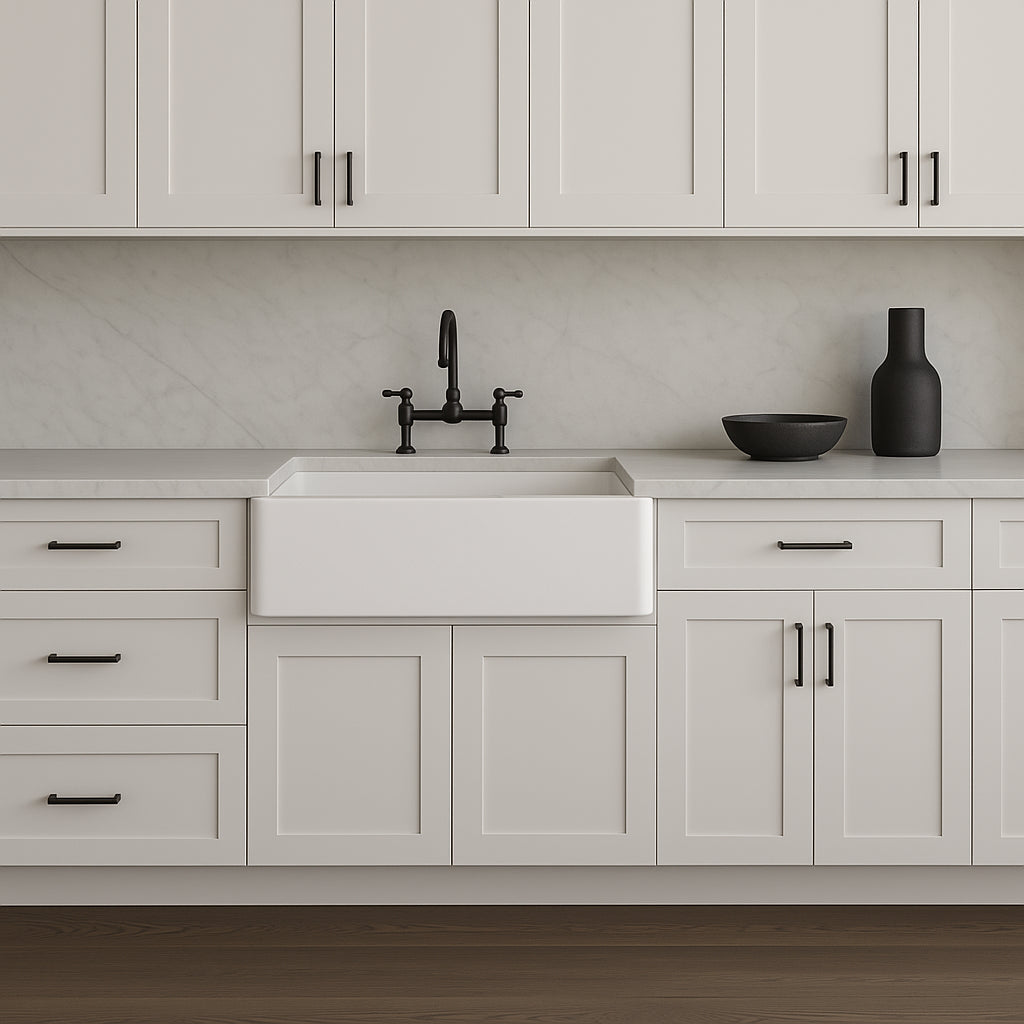 HOMEIBRO White Painted Shaker Style Farm Sink Base Cabinet, 36 in. W x 34.5 in. H x 24 in. D