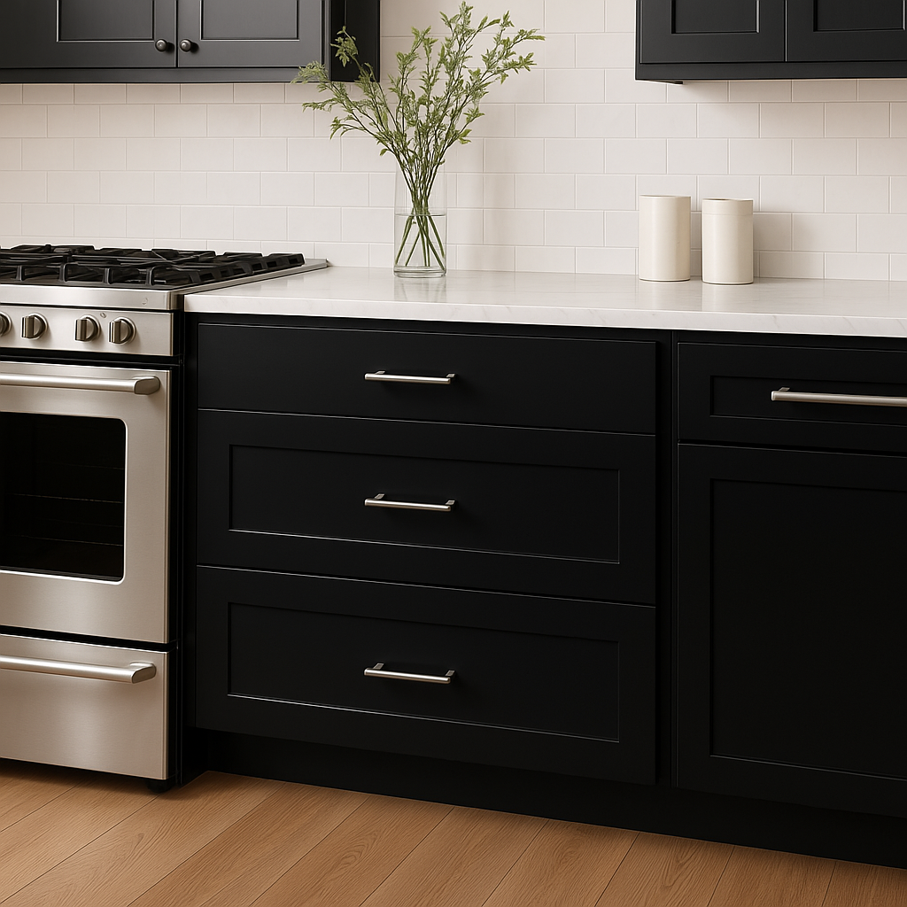 Hampton Bay Avondale 30" Shaker Drawer Base Cabinet in Raven Black