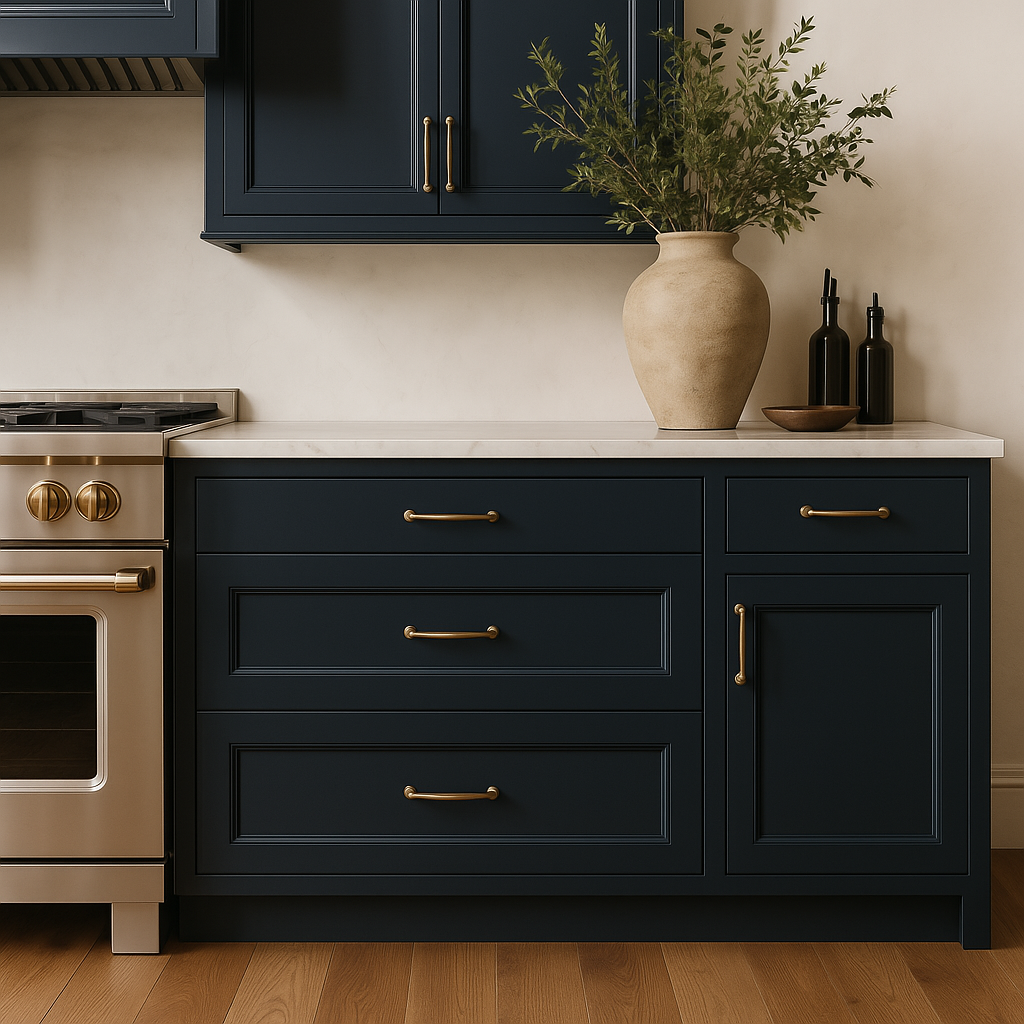 Hampton Bay Avondale 36 in. Ready to Assemble Plywood Shaker Drawer Base Kitchen Cabinet in Ink Blue
