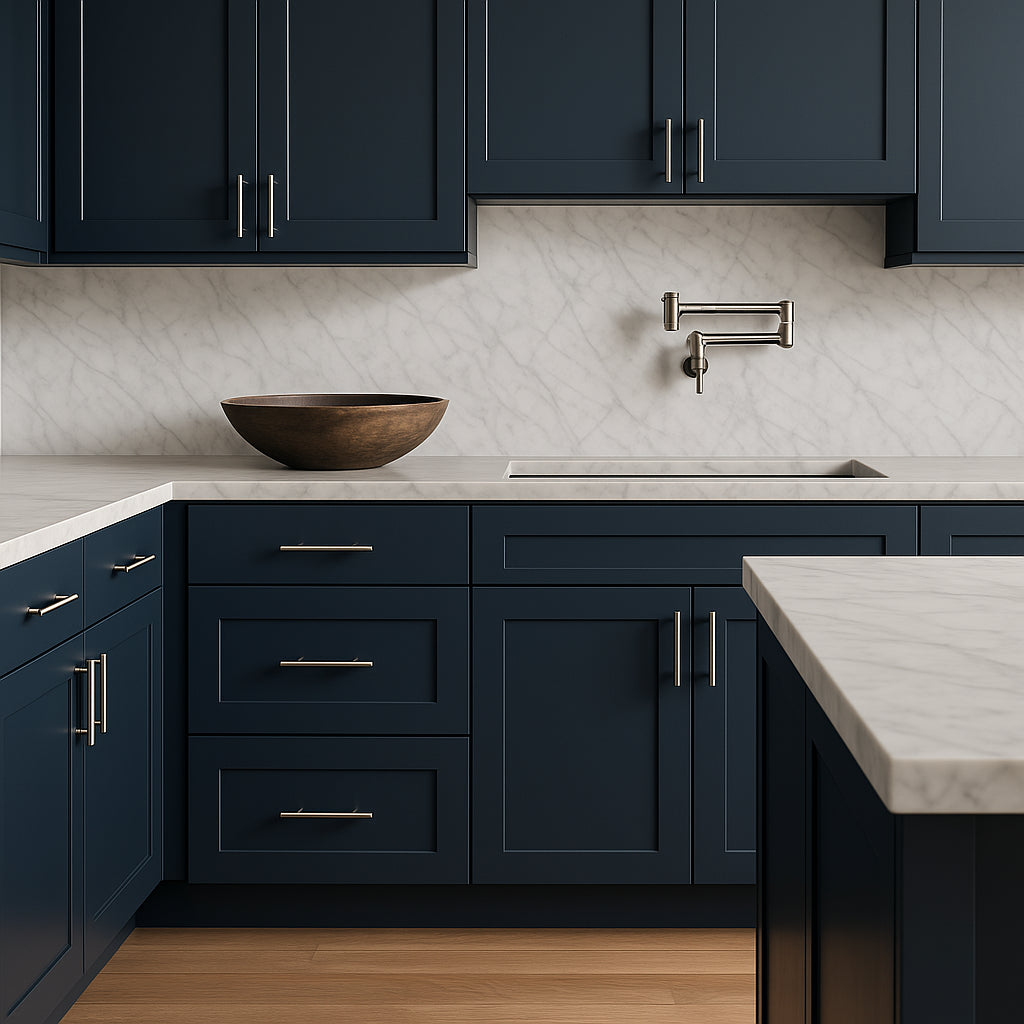 Hampton Bay Avondale 36 in. Ready to Assemble Plywood Shaker Drawer Base Kitchen Cabinet in Ink Blue