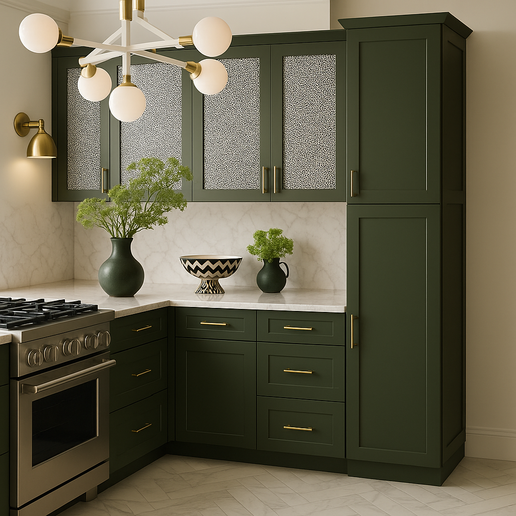 Hampton Bay Avondale 18 in. W x 24 in. D x 90 in. H Ready to Assemble Plywood Shaker Pantry Kitchen Cabinet in Fern Green