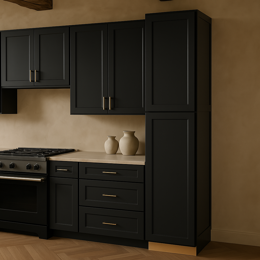 Hampton Bay Avondale 18 in. W x 24 in. D x 96 in. H Ready to Assemble Plywood Shaker Pantry Kitchen Cabinet in Raven Black