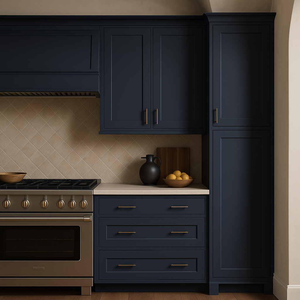 Hampton Bay Avondale 18x24x84 Shaker Pantry Cabinet in Ink Blue