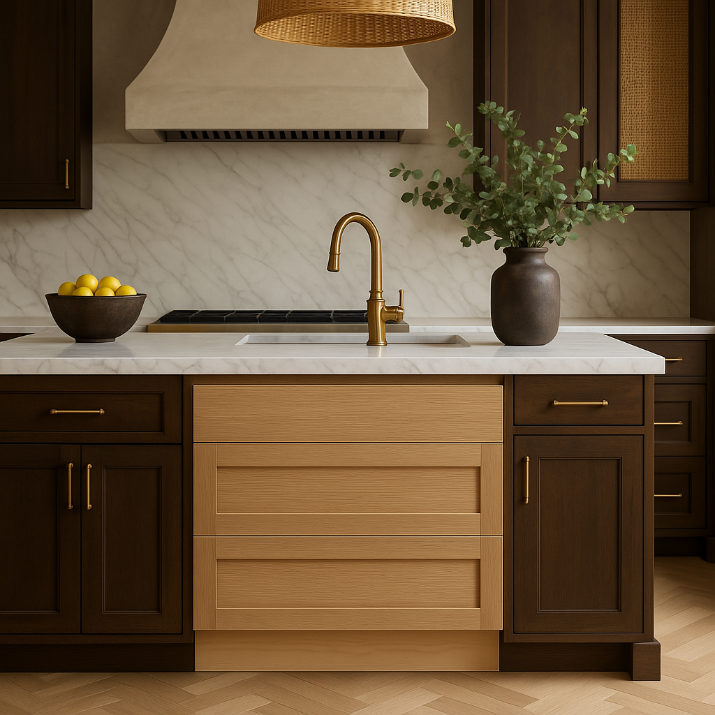 Hampton Bay Avondale 36 in. Ready to Assemble Plywood Shaker Drawer Base Kitchen Cabinet in White Oak