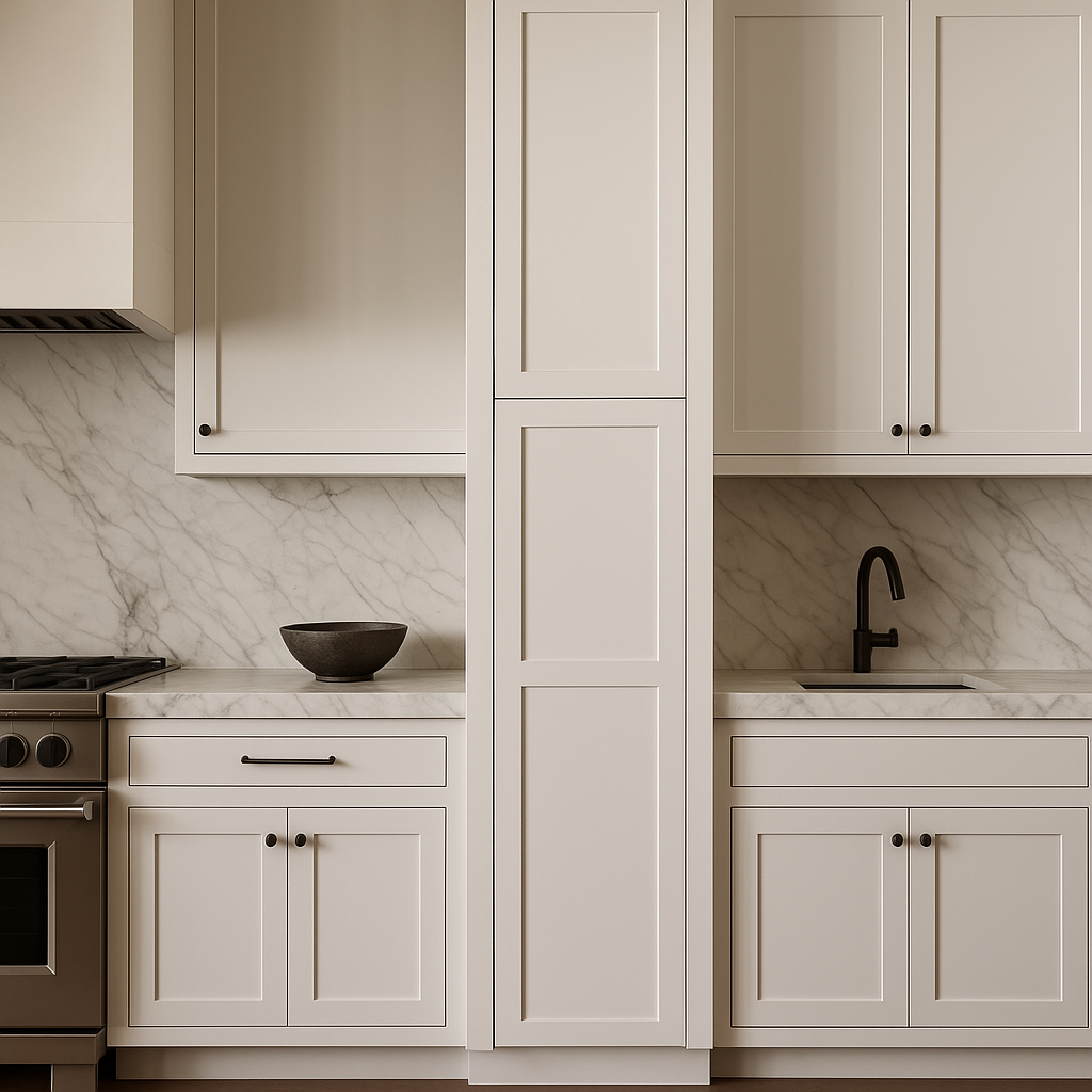 HOMEIBRO Shaker White Plywood Pantry Cabinet - 18" W x 24" D x 96" H