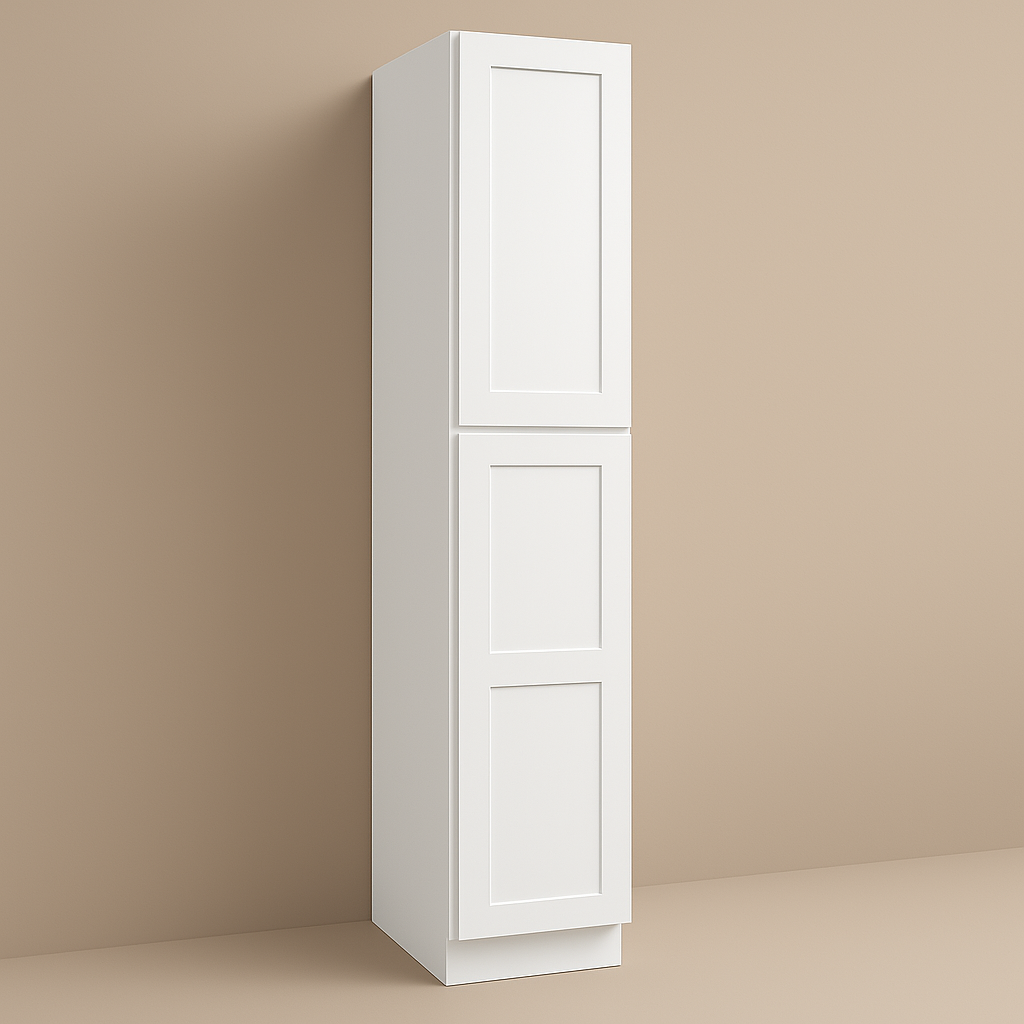 HOMEIBRO Shaker White Plywood Pantry Cabinet - 18" W x 24" D x 96" H