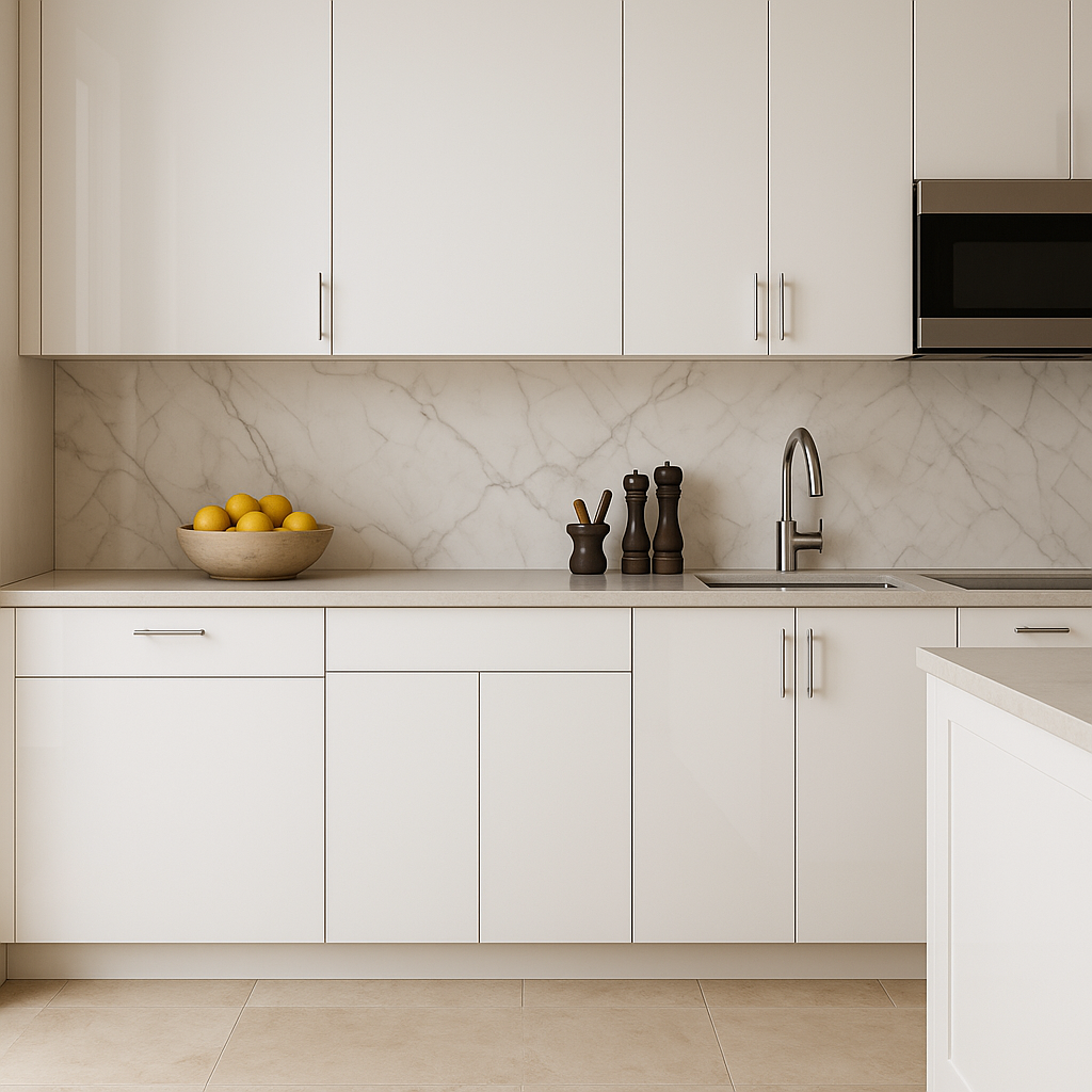 Cambridge Radiance 30 in. White Gloss Slab Base Kitchen Cabinet