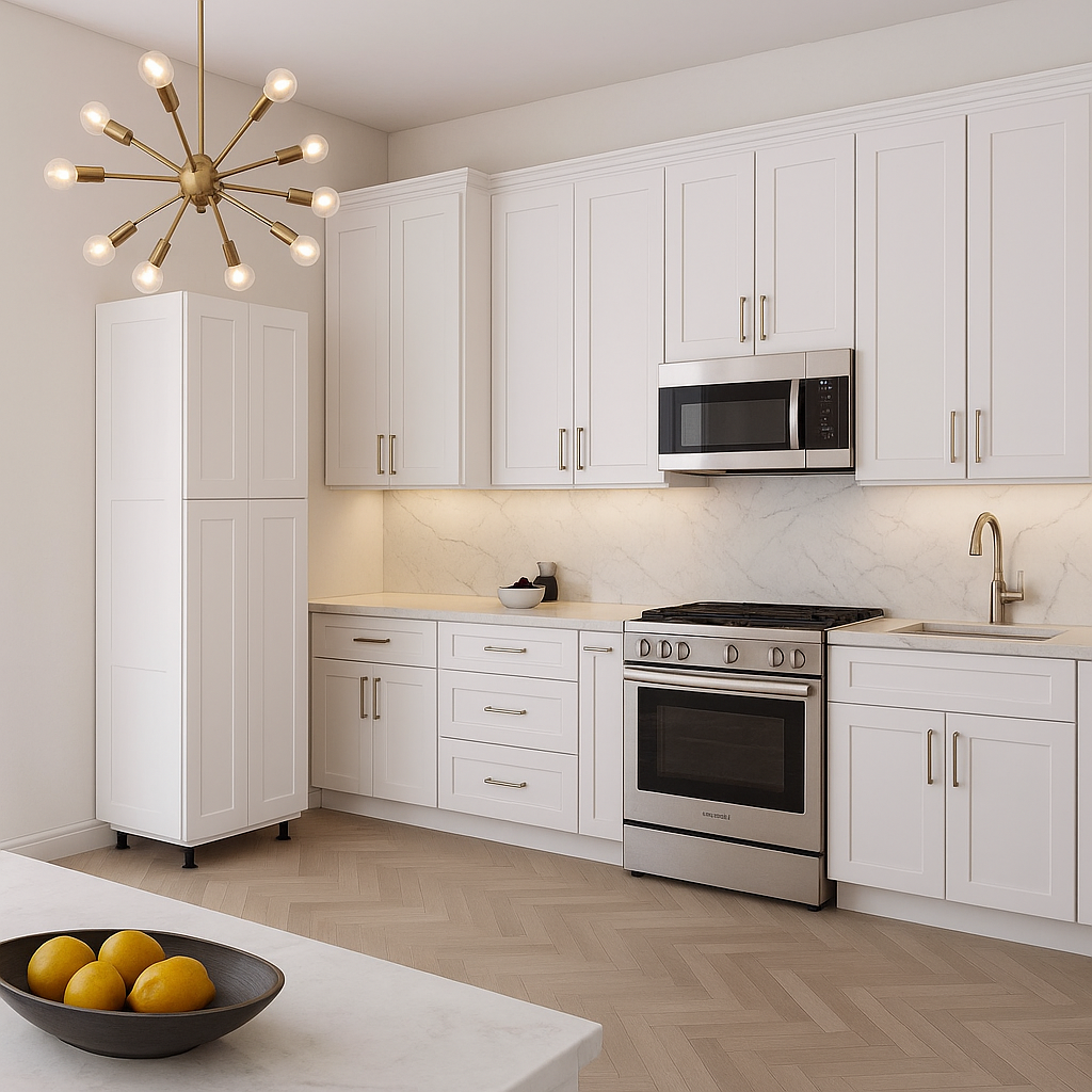 Cambridge Everest 30 in. W x 24 in. D x 84 in. H Ready to Assemble Shaker Pantry Kitchen Cabinet in White